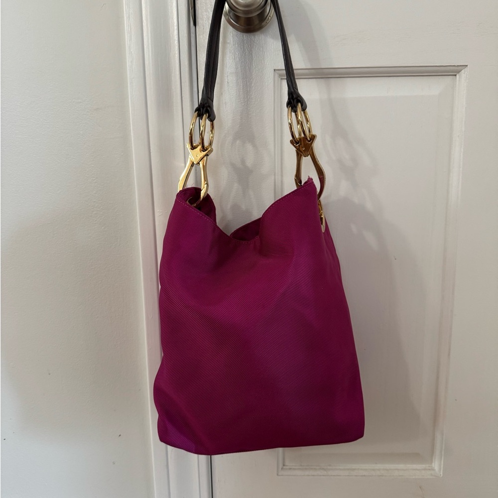 Chic Pink Satchel with Gold Hardware